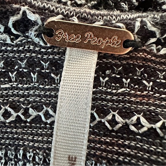 Free People Black Combo Off-Shoulder Ruffle Smocked Top | Size Large - Picture 8 of 16